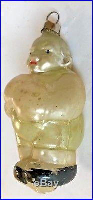 Antique Vintage Cute Boxing Guy German Glass Figural Christmas Ornament #2