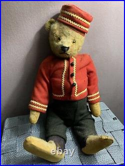 Antique Vintage Early German Schuco Mohair yes/no Bellhop Bear 16 NICE NO Res