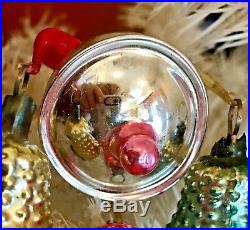 Antique Vintage Fantasy Cupcake W Bells Clappers Glass German Christmas Ornament