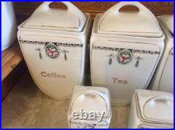 Antique Vintage German 18 Pc Art Nouveau Canister Set Cruets Lids Spice Jars Lot Antique Vintage German 18 Pc Art Nouveau Canister Set Cruets Lids Spice Jars Lot
