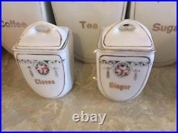Antique Vintage German 18 Pc Art Nouveau Canister Set Cruets Lids Spice Jars Lot Antique Vintage German 18 Pc Art Nouveau Canister Set Cruets Lids Spice Jars Lot