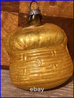 Antique Vintage German Blown Glass Kittens In A Basket Christmas Ornament