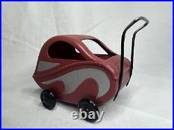 Antique/Vintage German Celluloid Maroon Baby Pram/Stroller Toy with Mattress
