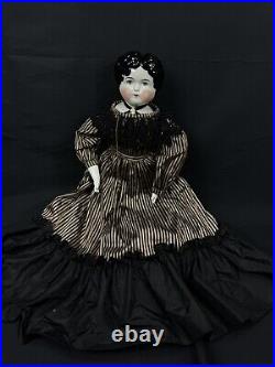 Antique Vintage German China Head Doll 23 Cloth Body