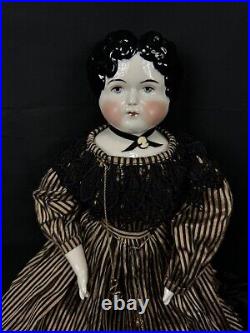 Antique Vintage German China Head Doll 23 Cloth Body