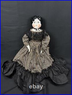 Antique Vintage German China Head Doll 23 Cloth Body