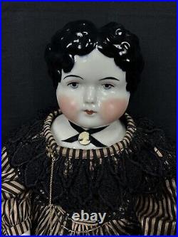 Antique Vintage German China Head Doll 23 Cloth Body