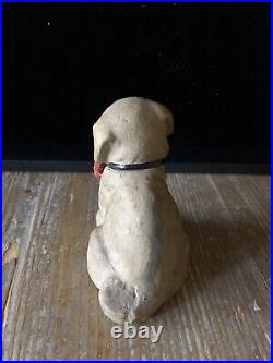 Antique Vintage German Composition Christmas Putz Dog Pug Candy Container #3 Antique Vintage German Composition Christmas Putz Dog Pug Candy Container #3