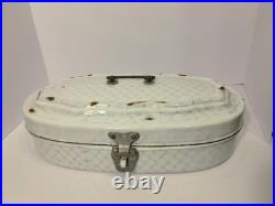 Antique Vintage German Emaille-Bräter-Topf Enamelled Iron Bread Box 17 Antique Vintage German Emaille-Bräter-Topf Enamelled Iron Bread Box 17
