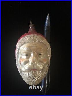 Antique Vintage German Figural Jolly Santa Head Face Glass Christmas Ornament