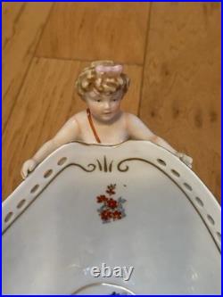 Antique Vintage German/French Porcelain Cherub Putti Angel Centerpiece Bowl