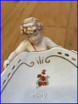 Antique Vintage German/French Porcelain Cherub Putti Angel Centerpiece Bowl