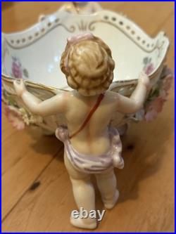 Antique Vintage German/French Porcelain Cherub Putti Angel Centerpiece Bowl