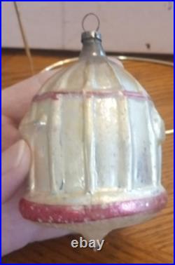 Antique Vintage German Glass Bird in a Cage Christmas Ornament