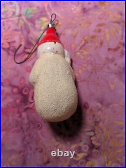 Antique Vintage German Glass Snowman with Broom Christmas Ornament