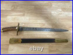 Antique Vintage German Imperial Hunting Dagger Sword Knife Scabbard