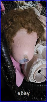 Antique Vintage German Large Doll in need of restoration 28 In