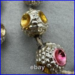 Antique Vintage German Mercury Glass Beads Indent Garland