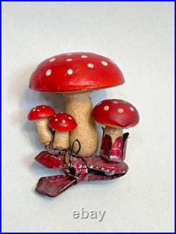 Antique Vintage German Paper Mache Christmas Tree Ornament Clip-on Mushrooms Antique Vintage German Paper Mache Christmas Tree Ornament Clip-on Mushrooms