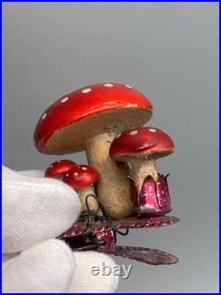 Antique Vintage German Paper Mache Christmas Tree Ornament Clip-on Mushrooms Antique Vintage German Paper Mache Christmas Tree Ornament Clip-on Mushrooms