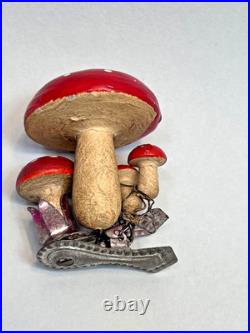 Antique Vintage German Paper Mache Christmas Tree Ornament Clip-on Mushrooms Antique Vintage German Paper Mache Christmas Tree Ornament Clip-on Mushrooms