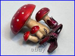 Antique Vintage German Paper Mache Christmas Tree Ornament Clip-on Mushrooms Antique Vintage German Paper Mache Christmas Tree Ornament Clip-on Mushrooms