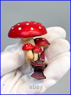 Antique Vintage German Paper Mache Christmas Tree Ornament Clip-on Mushrooms Antique Vintage German Paper Mache Christmas Tree Ornament Clip-on Mushrooms