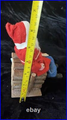 Antique Vintage German Paper Mache Santa On Log Candy Container Box