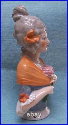 Antique, Vintage German Porcelain 6 Country Girl Half doll Pincushion Doll