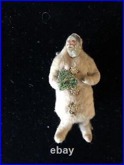 Antique Vintage German Santa Scrap Spun Cotton Christmas Ornament Dresden- 1900s