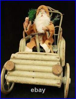 Antique Vintage German Santa in Mechanical Car Squeak Toy ca 1910
