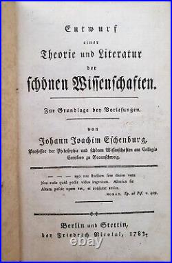 Antique Vintage Germany Book 1783 Johann Joachim Eschenburg Antique Vintage Germany Book 1783 Johann Joachim Eschenburg