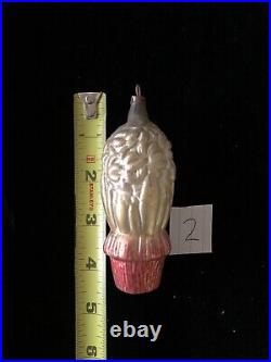 Antique Vintage Germany Potted Tulip Flower Christmas Glass Ornament