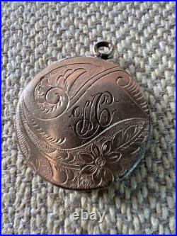Antique Vintage Gold Filled German Locket Charm Engraved Rare