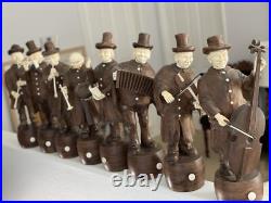 Antique / Vintage Group Of 8 South German Austrian Carved Wood Musicians