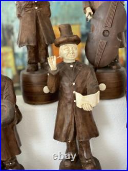 Antique / Vintage Group Of 8 South German Austrian Carved Wood Musicians