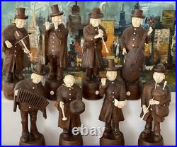 Antique / Vintage Group Of 8 South German Austrian Carved Wood Musicians