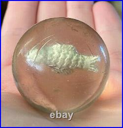 Antique Vintage Handmade German Sulphide Fish Marble Very Rare 1.68