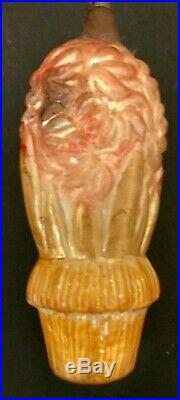 Antique Vintage Hyacinth In Flower Pot Glass German Figural Christmas Ornament
