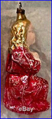 Antique Vintage Kneeling Praying Angel Glass German Figural Christmas Ornament