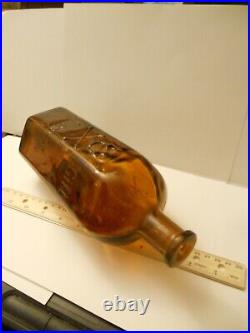 Antique Vintage Large 9 1/2 Tall Skull & Bones In Glass German Poison Bottle