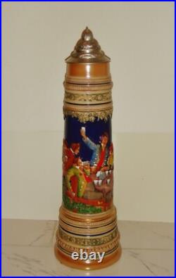 Antique Vintage Large German Beer Stein 2 Feet 5L Pewter Lid BIG BIG
