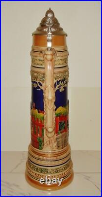 Antique Vintage Large German Beer Stein 2 Feet 5L Pewter Lid BIG BIG
