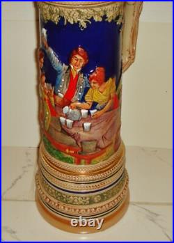 Antique Vintage Large German Beer Stein 2 Feet 5L Pewter Lid BIG BIG