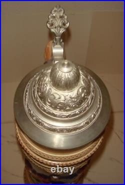 Antique Vintage Large German Beer Stein 2 Feet 5L Pewter Lid BIG BIG