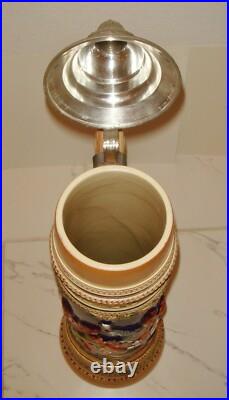 Antique Vintage Large German Beer Stein 2 Feet 5L Pewter Lid BIG BIG