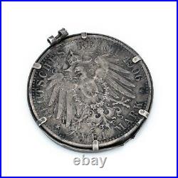 Antique Vintage Nouveau 900 Sterling Silver German Baden Mark Coin Pendant 12.1g