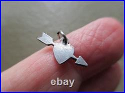 Antique Vintage Old German Sterling Silver Red Enamel Love Heart Charm Pendant