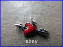 Antique Vintage Old German Sterling Silver Red Enamel Love Heart Charm Pendant