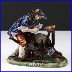 Antique/Vintage Pair of German Porcelain Peasant Figurines Capodimonte N Mark